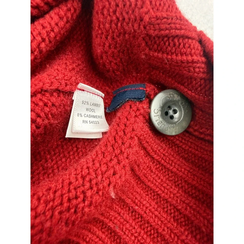 Banana Republic Sweater Mens XL Red Lambswool Cashmere Mock Neck Button 338462